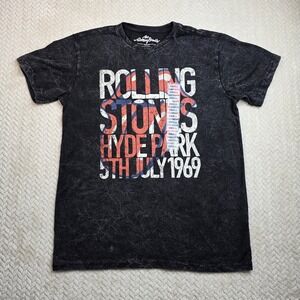 The Rolling Stones Hyde Park 1969 Graphic Tee Black Mineral Wash Small NEW